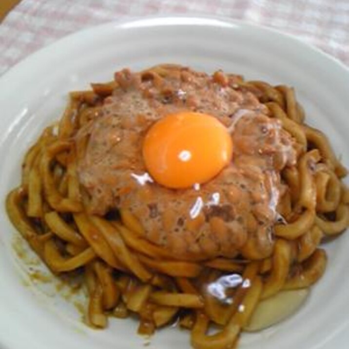 納豆カレー焼きうどん